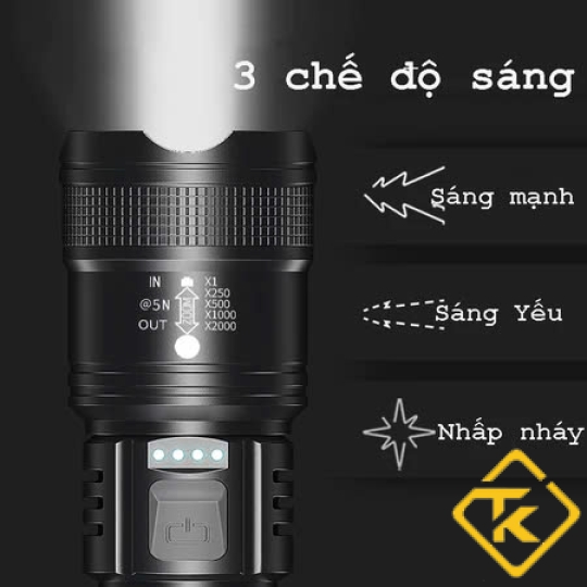 Đèn Pin Chiếu Xa Siêu Sáng Dành Cho Cắm Trại, Dã Ngoại, Đi Rừng