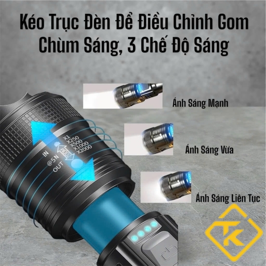 Đèn Pin Chiếu Xa Siêu Sáng Dành Cho Cắm Trại, Dã Ngoại, Đi Rừng
