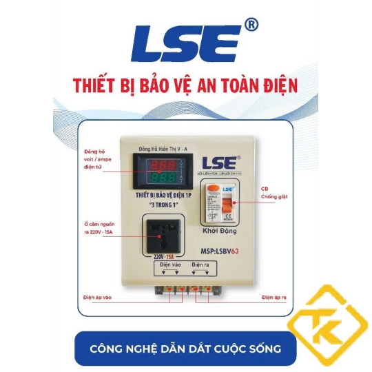 BỘ THIẾT BỊ AN TOÀN Ổ CẮM CÓ CHỐNG GIẬT KÈM ĐỒNG HỒ ĐO V/A CHÍNH HÃNG LSE