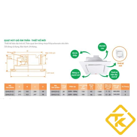 Quạt Hút Gió Âm Tường QHT30 ASIA LIGHTING