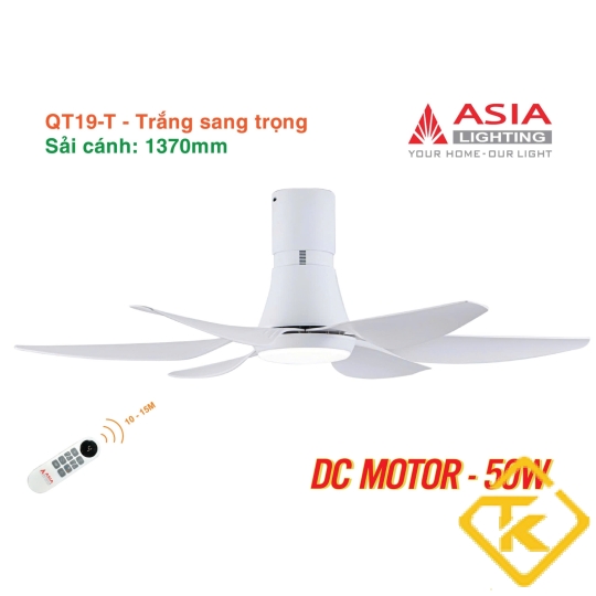  Quạt Trần Đèn ASIA LIGHTING Cao Cấp QT19 động cơ DC điều khiển từ xa