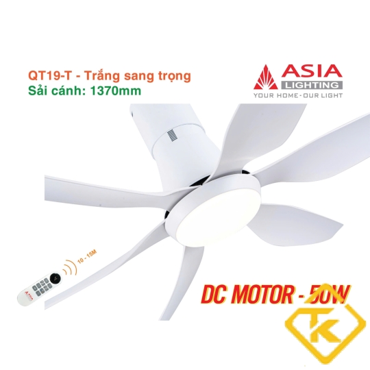 Quạt Trần Đèn ASIA LIGHTING Cao Cấp QT19 động cơ DC điều khiển từ xa