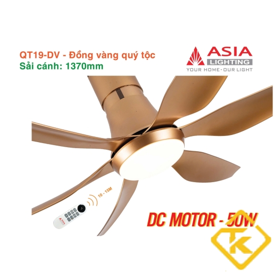  Quạt Trần Đèn ASIA LIGHTING Cao Cấp QT19 động cơ DC điều khiển từ xa
