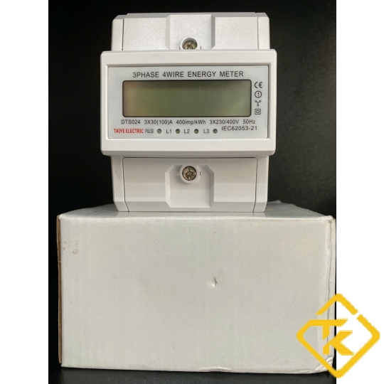 Công tơ điện tử 3 pha 4 dây trực tiếp 100A TAIYE/EARU - dạng thanh ray  DTS024/EA771