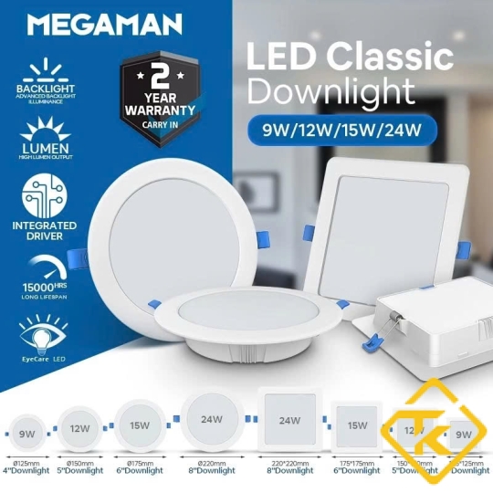 Đèn LED âm trần siêu mỏng Megaman MQTL1127-Y-9W 6500k trắng chính hãng