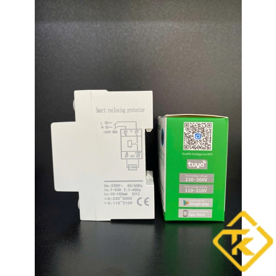 Công tơ điện tử 1 pha kết nối wifi dạng thanh ray Tuya Smart Life 63A