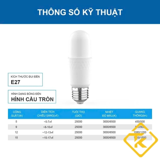 Bóng đèn trụ tròn dài Led Stick Megaman YTP 5W-15W an toàn tiết kiệm