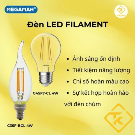 Bóng LED Filament Megaman 4W C35/G45 đơn giản hiện đại